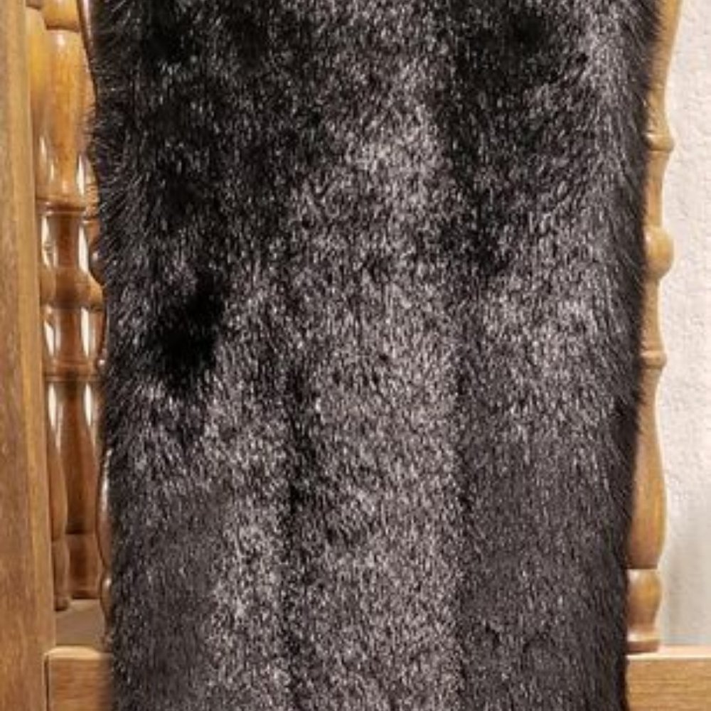 Black winter warm faux fur long scarf